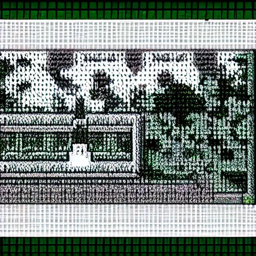 Prompt: gameboy camera dmg gbc photo of a peaceful day at the park. low res 8 - bit chunky monochrome green and black pixel art photography.