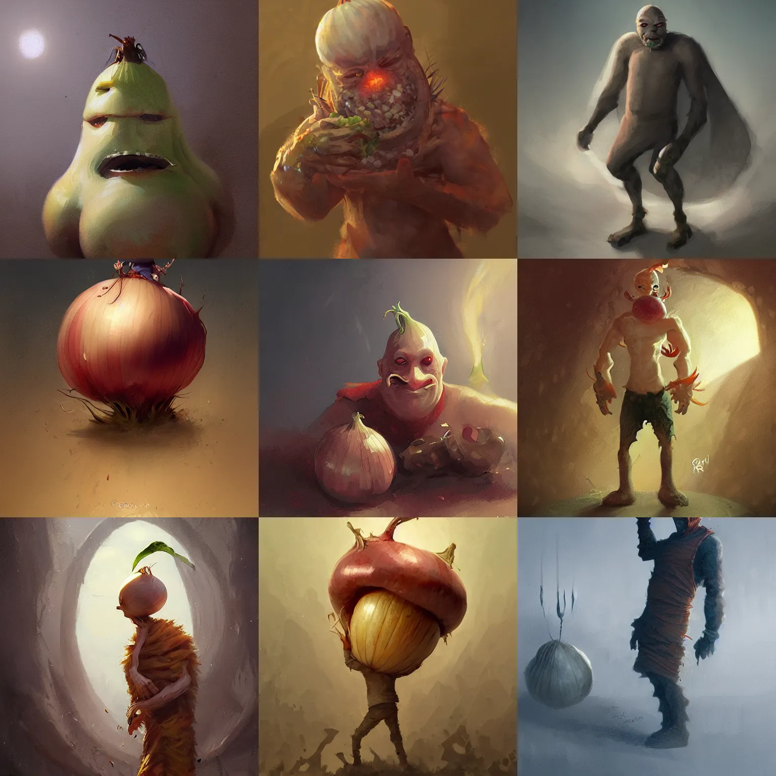 Prompt: onion man by greg rutkowski