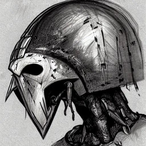 Image similar to crow skull knight helmet, headshot, side elevation, grimdark, fantasy, dark souls, concept art