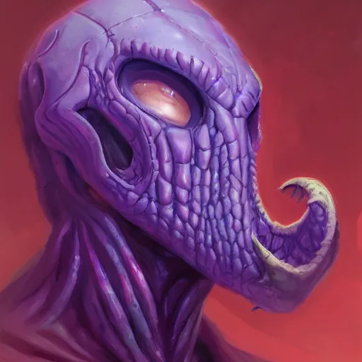 Prompt: portrait purple mind flayer, official fanart behance hd artstation by jesper ejsing