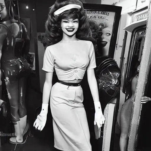 Prompt: Zendaya as a 50s pin-up girl centrefold