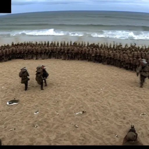 Prompt: go pro footage of omaha beach invasion