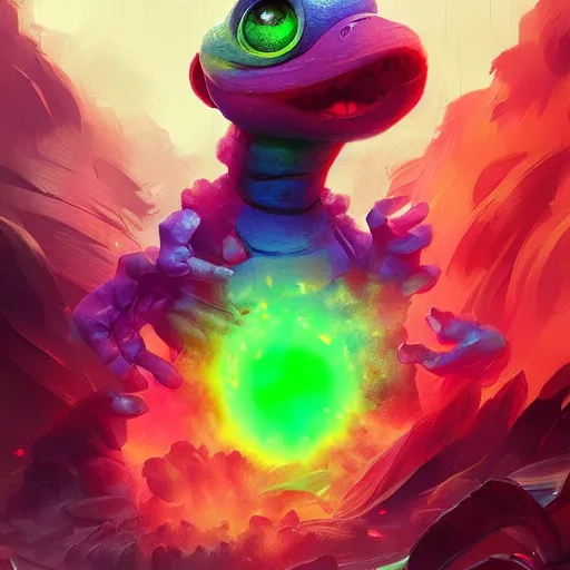 Image similar to rainbow corrupted yoshi, greg rutkowski