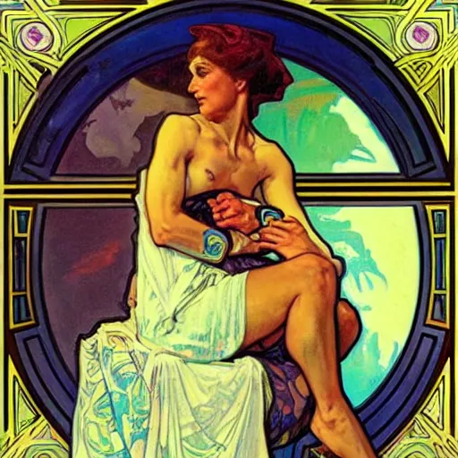 Image similar to Armbar. Epic painting by James Gurney, Alphonso Mucha.