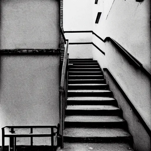 Prompt: staircase to nowhere, photograph, ilford hp5 film