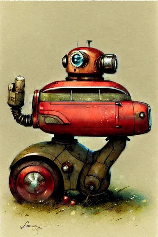 Prompt: adventurer ( ( ( ( ( 1 9 5 0 s retro future android robot fat robot dog wagon. muted colors. ) ) ) ) ) by jean baptiste monge!!!!!!!!!!!!!!!!!!!!!!!!! chrome red