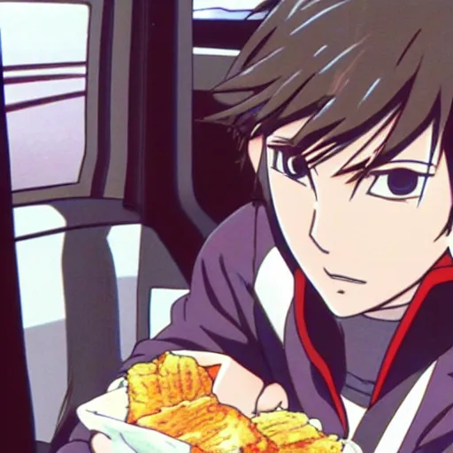 close up of ryosuke takahashi getting food at a drive, Stable Diffusion