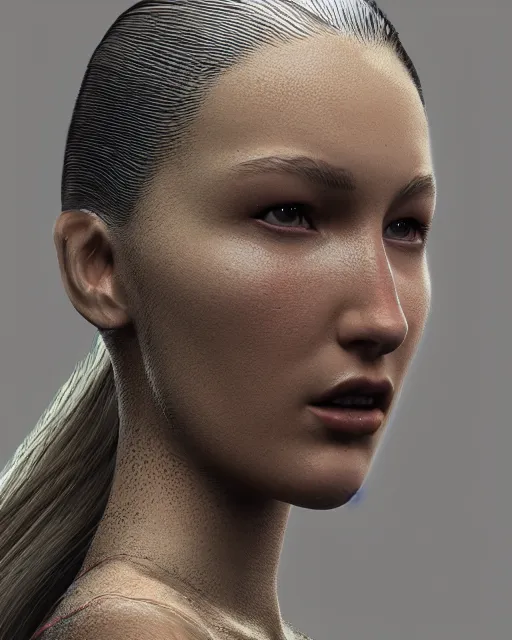 Prompt: a highly detailed metahuman 8 k close up render of bella hadid in ieronim bosch style trending on artstation made in unreal engine 4