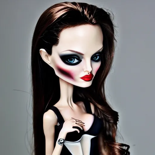 Image similar to beautiful angelina jolie portrait like a monster high doll