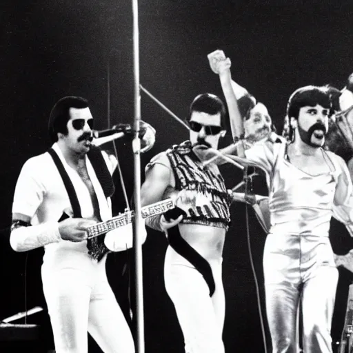 Image similar to freddie mercury and band on stage