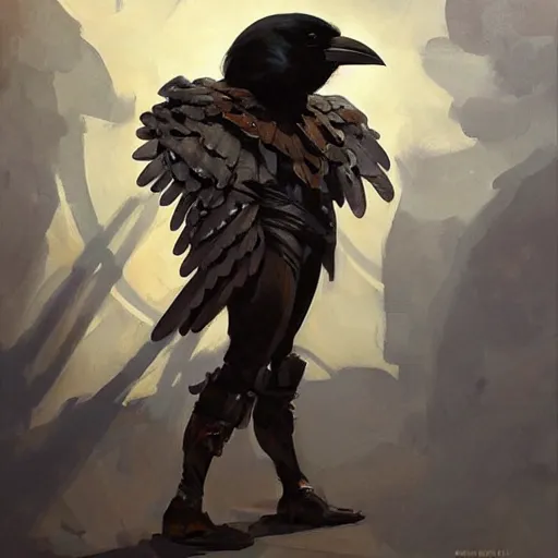 Prompt: greg manchess portrait painting of a crow inspired armor, open wings, medium shot, asymmetrical, profile picture, organic painting, sunny day, matte painting, bold shapes, hard edges, street art, trending on artstation, by huang guangjian and gil elvgren and sachin teng