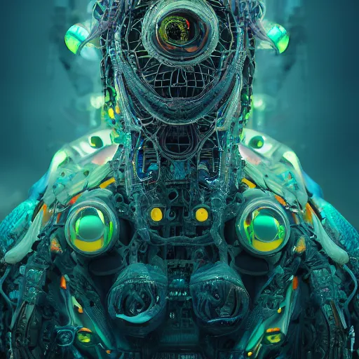 Image similar to portrait of a squid monster. intricate abstract. cyberpunk, intricate artwork. by Tooth Wu, wlop, beeple. octane render, trending on artstation, greg rutkowski very coherent symmetrical artwork. cinematic, hyper realism, high detail, octane render, 8k