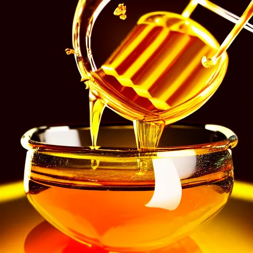 Image similar to honey dipper!!, dripping nectar from the gods, onto the planet earth!!, coating it in honey, highly detailed, dynamic shadows, 4 k, wallpaper, professional photo, caustics