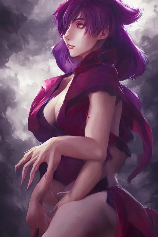 Prompt: A beautiful anime portrait of Morrigan from darkstalkers , by Stanley Artgerm Lau, WLOP, Rossdraws, James Jean, Andrei Riabovitchev, Marc Simonetti, and Sakimichan, tranding on artstation