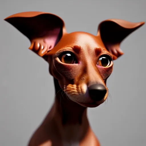 Image similar to Hybrid of a dachshund and a peterbald cat, beautiful, sharp focus, ultra detailed, cgsociety, zbrush, octane render, hyper realistic, 8K