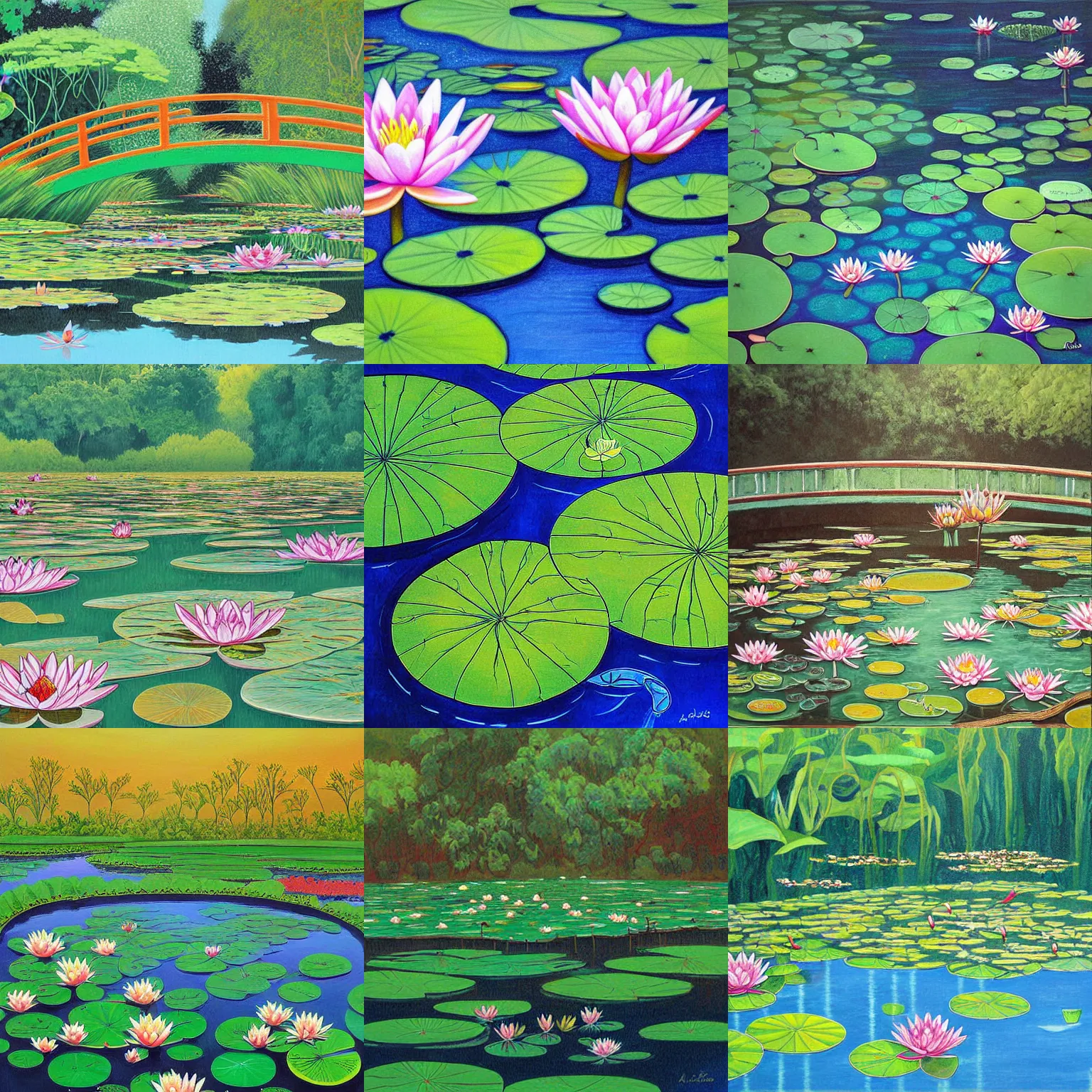 A Beautiful Painting Of A Water Lily Pond By Asaf Stable Diffusion 