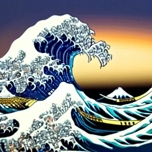 Image similar to the great wave made of spaghetti