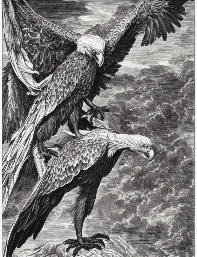 Image similar to eagle crow hybrid, character design, Evelyn de Morgan