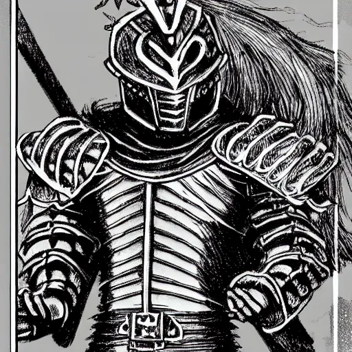 Prompt: A knight in the style of Kentaro Miura