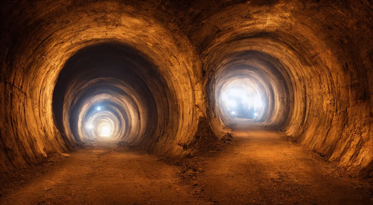 Prompt: tunnels through time illuminated by the universe, high octane, cinematic lighting 4 k