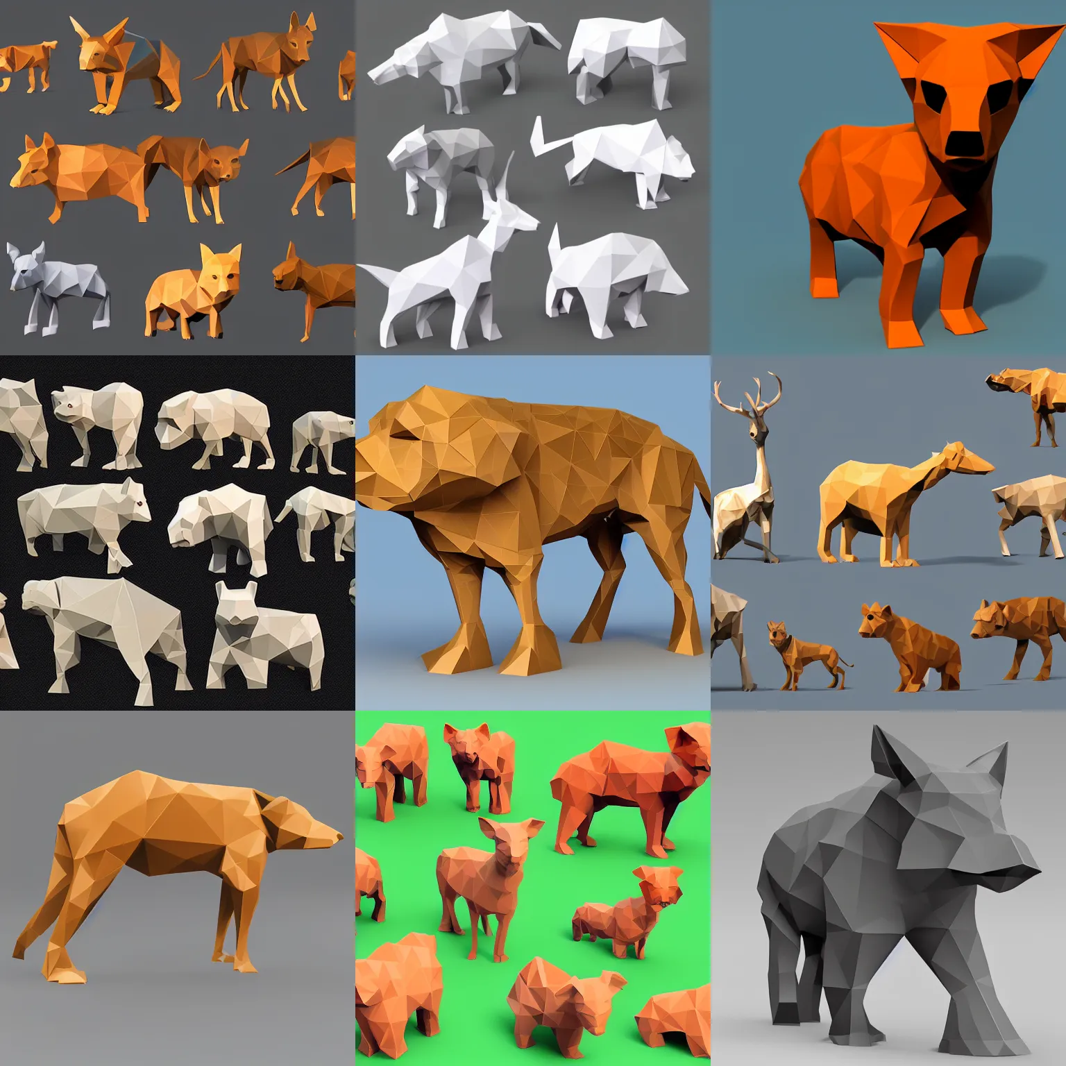 Prompt: 3D Low Polygon Animals