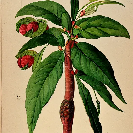 Image similar to 1 9 th century botanical illustration of tropical fruit