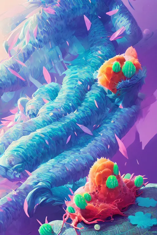 Image similar to creature animal sushi cristal very big eye roots cactus elemental flush of force nature micro world fluo fishscale, behance hd by jesper ejsing, by rhads, makoto shinkai and lois van baarle, ilya kuvshinov, rossdraws global illumination