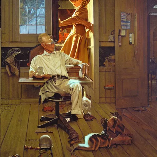 Prompt: high quality high detail painting by david mattingly and norman rockwell and nc wyeth, hd, realistic matte painting, photorealistic lighting, modern supernatural horror