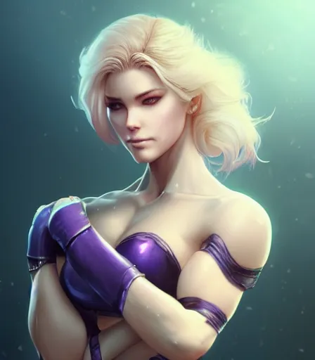 Prompt: beautiful portrait of a gorgeous personal trainer who looks like Ivy Valentine , character design by charlie bowater, ross tran, artgerm, and makoto shinkai, detailed, soft lighting, rendered in octane