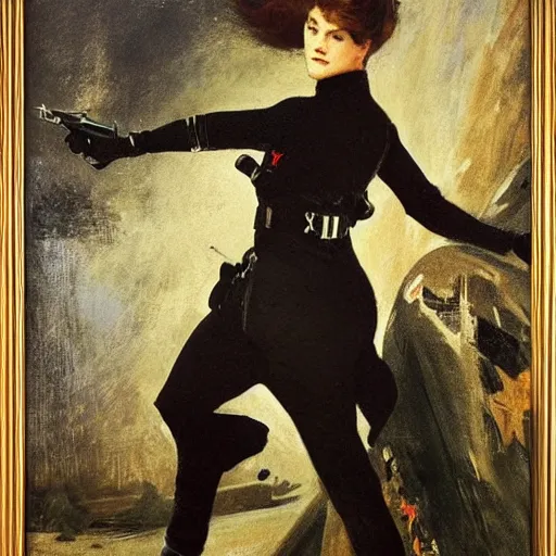 Image similar to action heroine spy by alfred stevens
