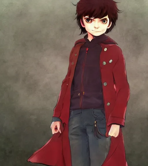 Image similar to attractive little boy character inspired in little red riding hood and michael jackson, digital artwork made by akihiko yoshida and makoto shinkai, anatomically correct, symmetrical, highly detailed, sharp focus, extremely coherent