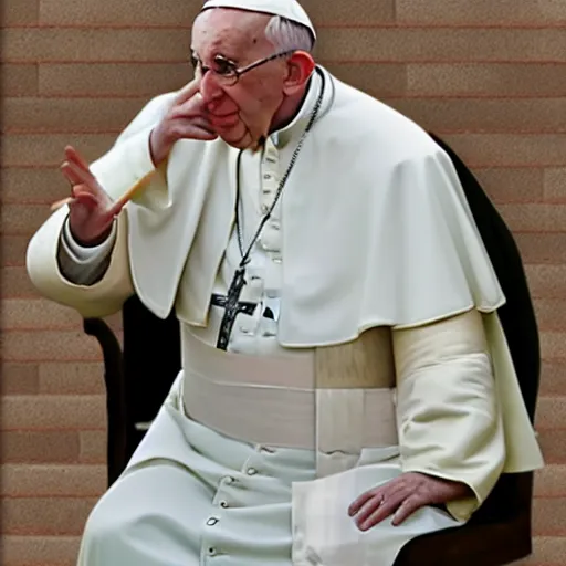 Prompt: a photo of Pope John Paul 2 smoking a blunt, photorealistic, high definition