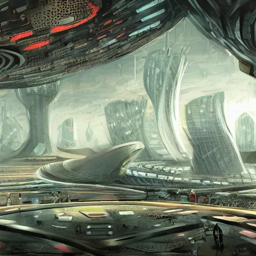 Image similar to scifi mushroom city, modern architecture, concept art