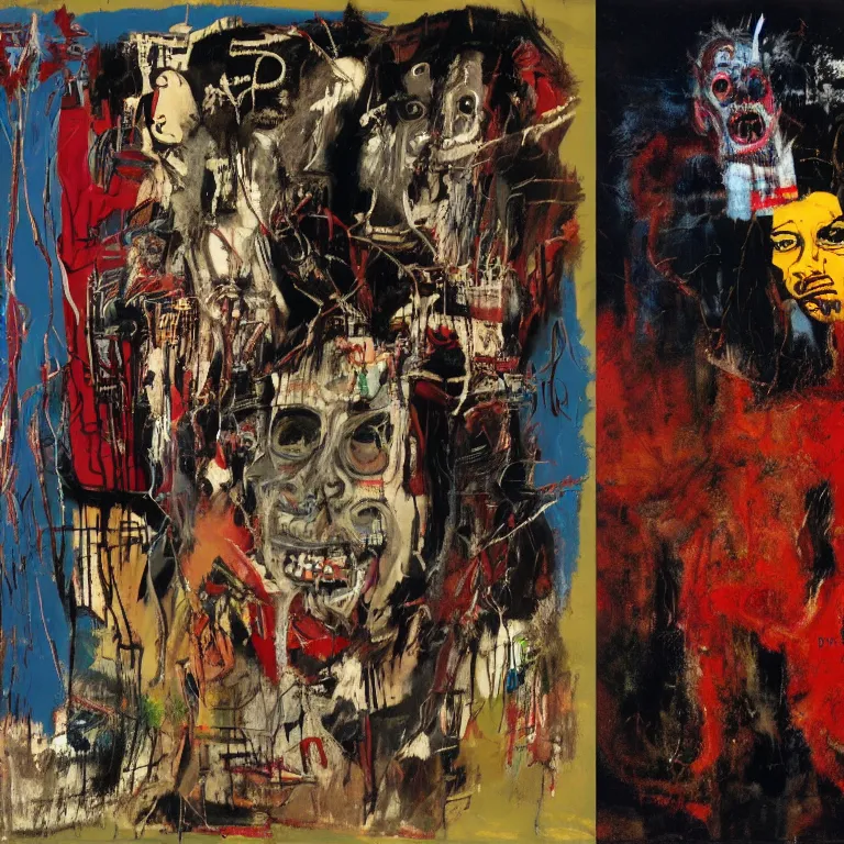 Image similar to a terrifying horrifying excruciating evil hell, by herman brood, by francis bacon, by jean - michel basquiat, by gustave moreau