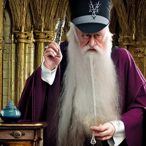 Image similar to Dumbledore on the dunny with a durry