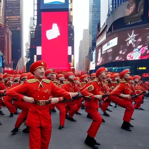 Image similar to soviet red army take over time square