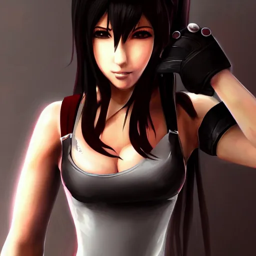 Image similar to beautiful digital art of tifa lockhart, trending on artstation