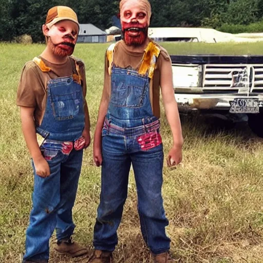 Prompt: hillbilly redneck twins