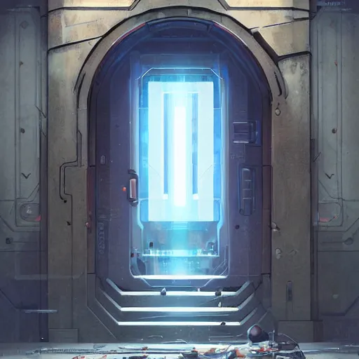 Image similar to an impenetrable vault door, detailed digital illustration by greg rutkowski, cyberpunk, android netrunner
