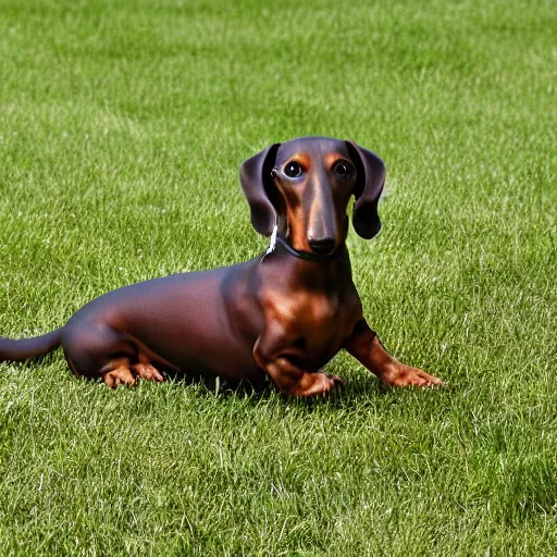 Image similar to dachshund bodybuilder