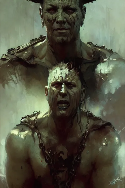 Image similar to mudvayne portrait dnd, painting by gaston bussiere, craig mullins, greg rutkowski, yoji shinkawa