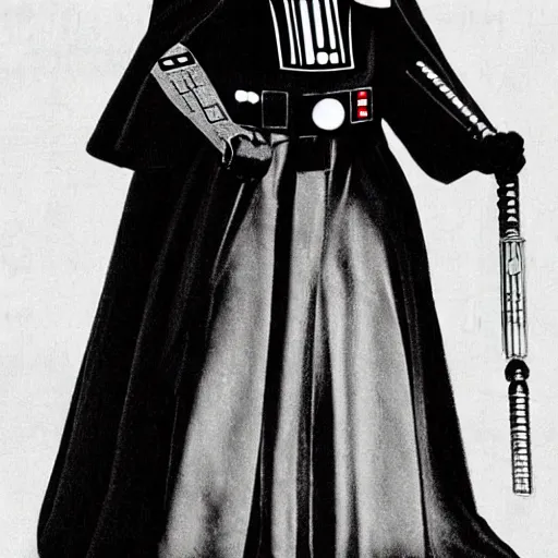 Prompt: darth vader as a victorian maid