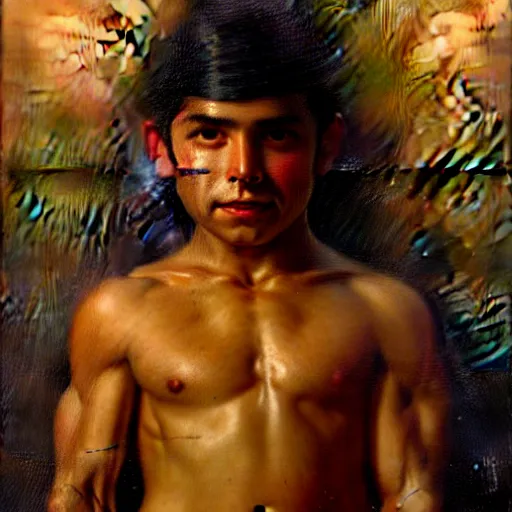 Image similar to a portrait of a good - lookiung chicano boy god,, high detail, cleary see face, by gaston bussiere, bayard wu, greg rutkowski, odd nerdrum, maxim verehin, dan dos santos, masterpiece, sharp focus, cinematic lightning - h 7 6 8