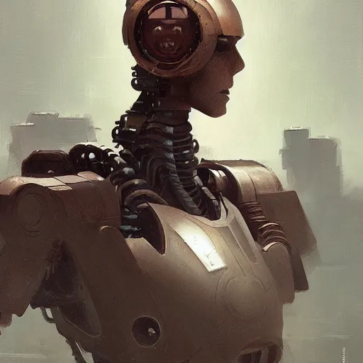 Prompt: portrait of a robot by greg rutkowski in the style of frank frazetta