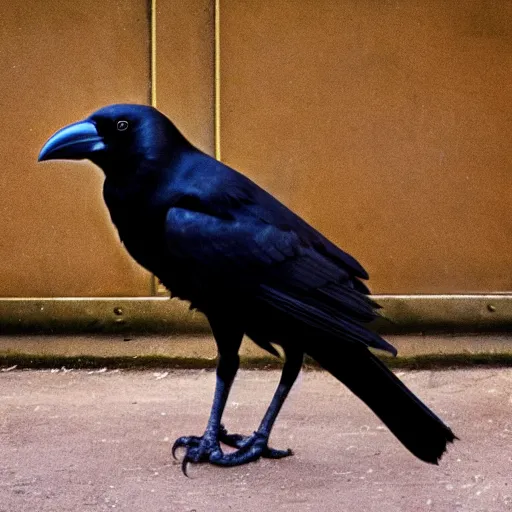 Prompt: photo of a crow holding a knife