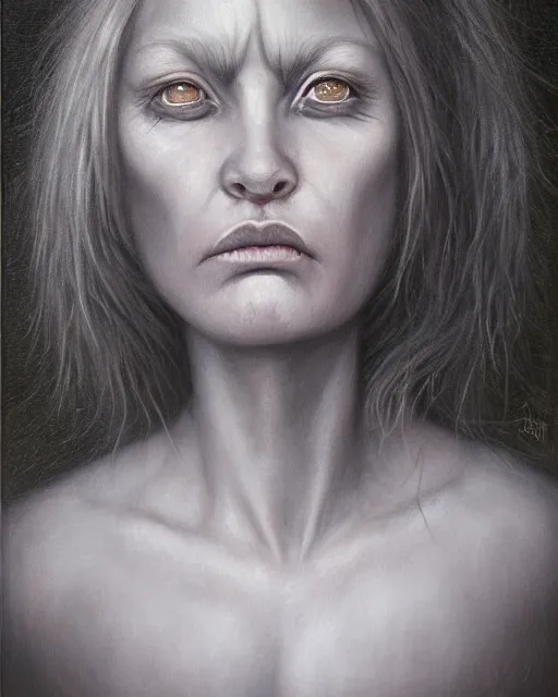 Image similar to Her eyes wide by Ed Binkley, oil on canvas