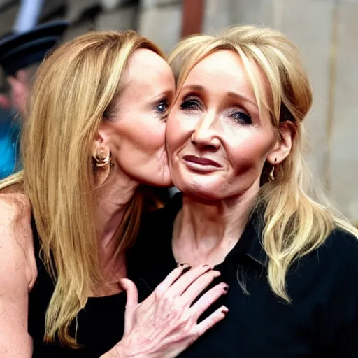 Prompt: jk rowling kissing another woman