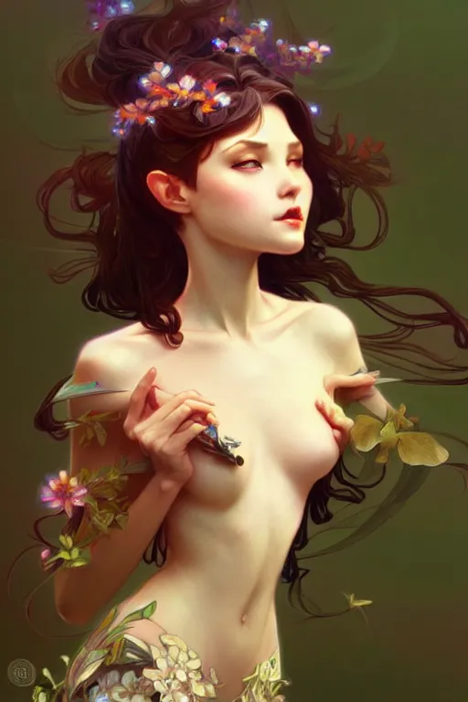 Image similar to beautiful pixie, highly detailed, digital painting, artstation, sharp focus, illustration, art by tan zi and ayanamikodon and alphonse mucha and wlop