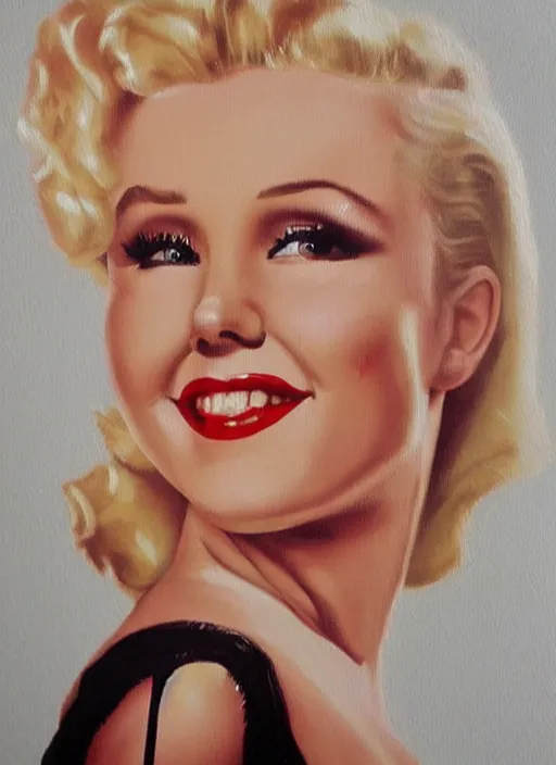 Image similar to kristen bell as marilyn monroe, pin - up painting, highly detailed