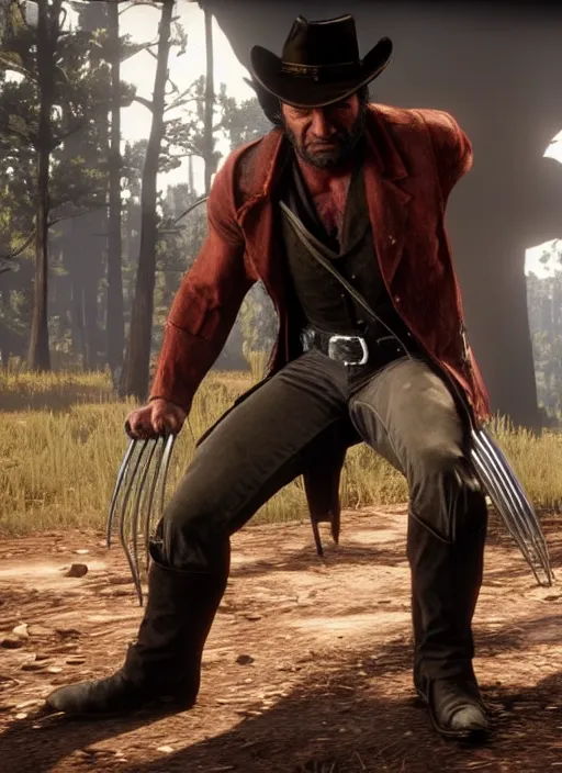 Image similar to film still of wolverine in red dead redemption 2 ( 2 0 1 8 video game )